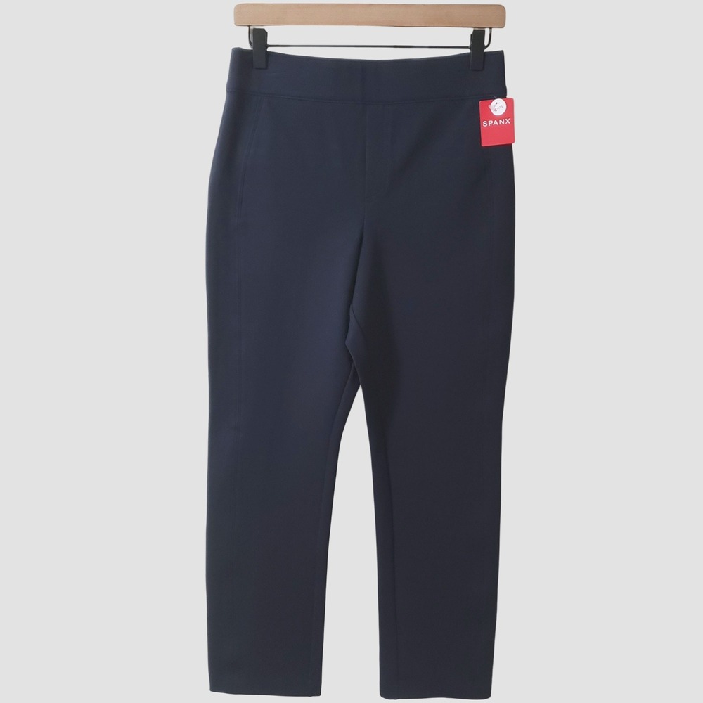 NWT Spanx The Perfect Pant Slim Straight Navy Blue Petite Medium 20254Q